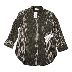 L'Agence Tiger Stripe Brown Viscose L/S Women's Button Front Size S NWT